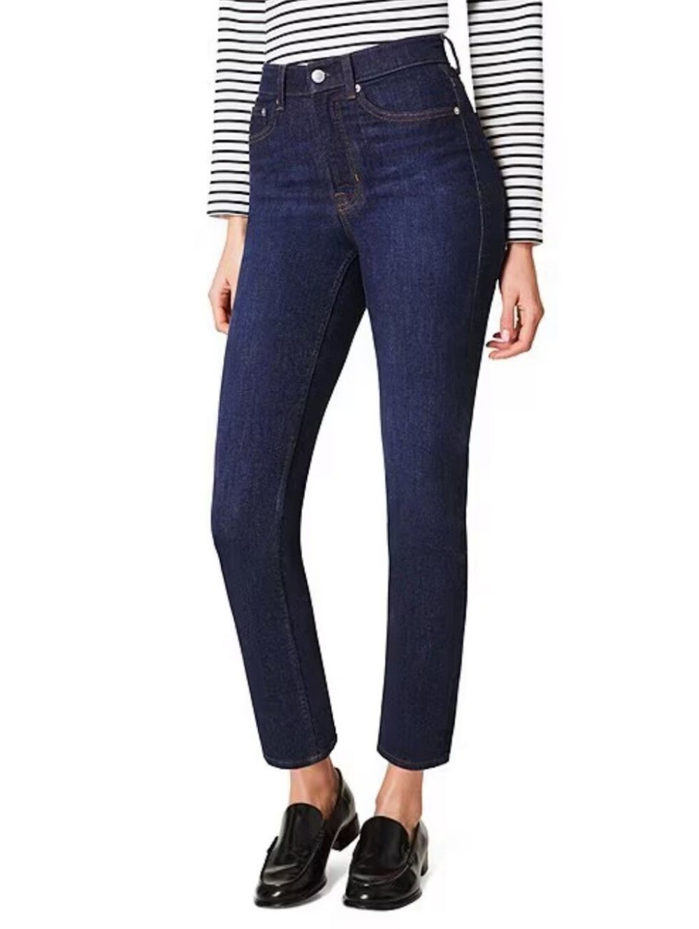 $168 SPANX sculpt ReDefine Slim Straight Jeans Dark Indigo 21271Q
